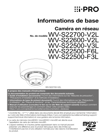 Manuel utilisateur i-PRO WV-S22600-V2LG | Fixfr