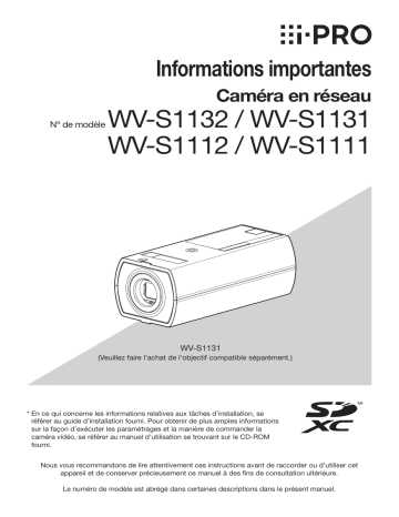 Manuel WV-S1111 i-PRO : Surveillance Réseau Intérieure | Fixfr