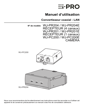 Manuel d'utilisation i-PRO WJ-PR201 - Convertisseur Coaxial-LAN | Fixfr