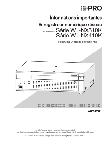 Manuel d’utilisation i-PRO WJ-NX510K | Fixfr