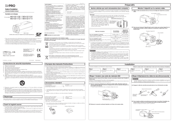 WV-S1131 | WV-S1132 | WV-S1112 | i-PRO WV-S1111 Guide d'installation | Fixfr