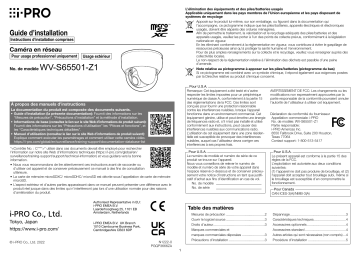 WV-S65501-Z1G | i-PRO WV-S65501-Z1 Guide d'installation | Fixfr