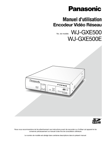 Manuel d'Utilisation i-PRO WJ-GXE500 - Documentation et Téléchargement | Fixfr