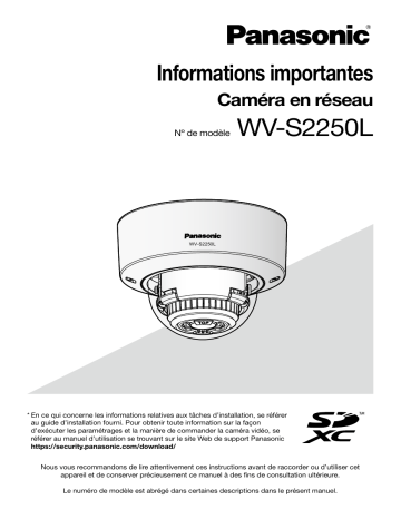 Manuel WV-S2250L - Informations Importantes | Fixfr