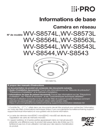 Manuel d'utilisation WV-S8543L - Caméra réseau i-PRO | Fixfr