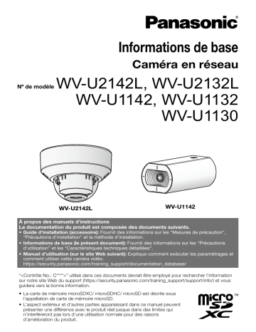 WV-U2132L | WV-U1142 | WV-U1132 | WV-U1130 | i-PRO WV-U2142L Manuel utilisateur | Fixfr