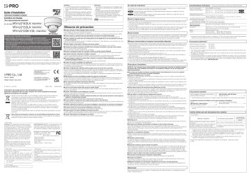 Manuel d'installation i-PRO WV-U21300-V2L | Fixfr