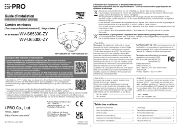 WV-U65300-ZYG | WV-U65300-ZY | i-PRO WV-S65300-ZYG Guide d'installation | Fixfr