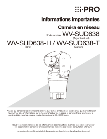 i-PRO WV-SUD638 - Informations importantes | Fixfr