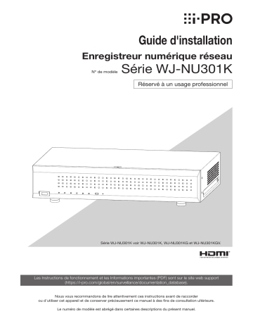 i-PRO WJ-NU301KG Guide d'installation - Manuel d'utilisation | Fixfr