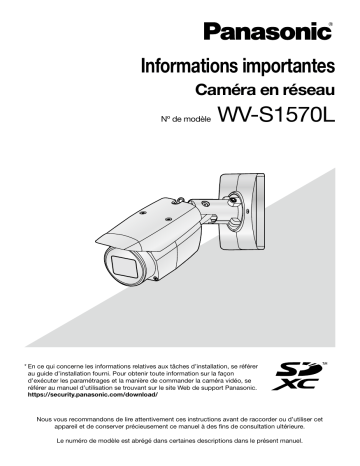 i-PRO WV-S1570L - Manuel d'utilisation et informations importantes | Fixfr