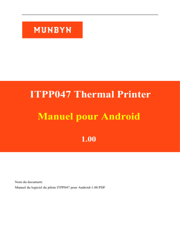 Manuel ITPP047 - Imprimante Thermique Android MUNBYN | Fixfr