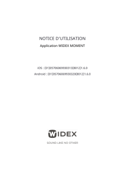 Widex Moment Mode d'emploi: Manuel d'utilisation de l'application