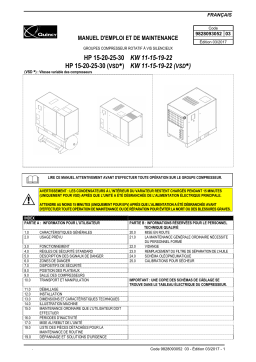 Quincy Compressor QGD QGDV 15-20-25-30 Manuel utilisateur