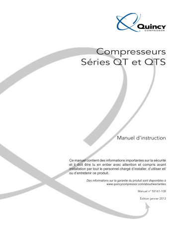 Manuel d'utilisation du compresseur Quincy Compressor QT/QTS Series | Fixfr