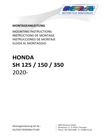 MRA SH 125/150/350 (EURO 5) Manuel d'installation | Fixfr