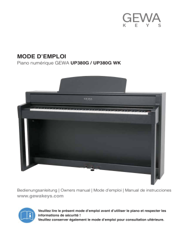 Manuel du propriétaire Gewa UP 380 G WK - Piano Numérique | Fixfr