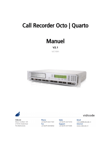 Vidicode Call Recorder Octo Quarto 19inch Manuel du propriétaire | Fixfr