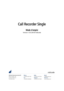 Vidicode Call Recorder Single Manuel du propriétaire