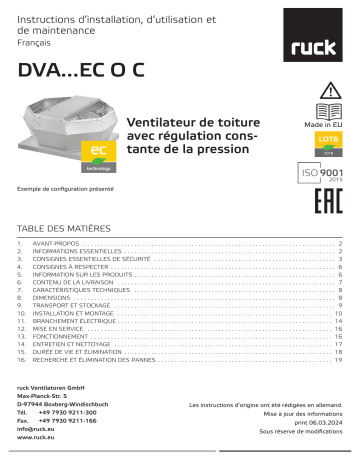 Ruck DVA 400 EC O C 02 Manuel du propriétaire - Ventilateur de Toiture | Fixfr