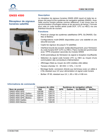 Manuel Mobatime GNSS 4500 - Synchronisation Horloge Satellite | Fixfr