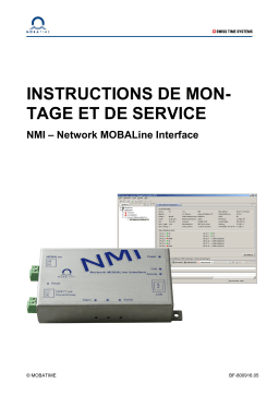 Manuel du propriétaire Mobatime NMI : Configuration, fonctionnement et surveillance