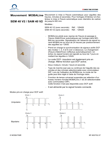 Manuel Mobatime SAM 40 / SEM 40 - Mise à l'heure automatique | Fixfr