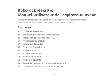 Manuel du propriétaire Roborock FLEXI PRO - Télécharger PDF | Fixfr