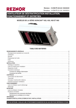 Reznor Huracan Destratification Fan Series - Guide d'installation