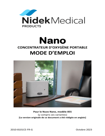 Nidek Medical NANO Mode d'emploi  - Manuel d'utilisation | Fixfr