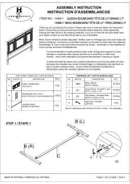 Homelegance 1449-1 Tête de lit Queen Size - Manuel d'assemblage