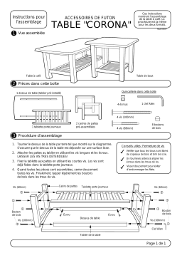 Notice de montage Table Corona Night & Day Furniture