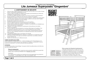 Night & Day Furniture Ginger Twin-Full Bunk Manuel utilisateur | Fixfr