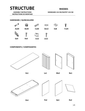 STRUCTUBE RHODES Manuel utilisateur (8 pages) | Fixfr