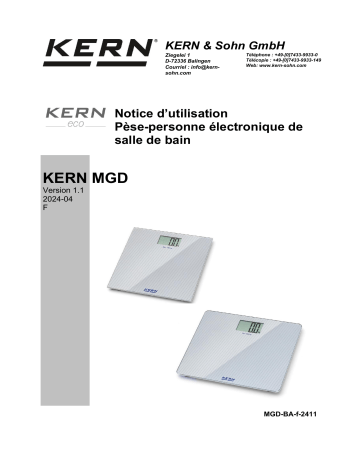 Manuel d'utilisation KERN MGD 100K-1 - Pèse-personne électronique | Fixfr