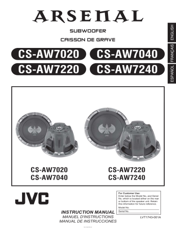 Manuel d'utilisation JVC CS-AW7020 - Télécharger PDF | Fixfr