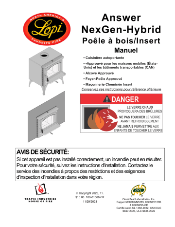 Manuel du propriétaire du poêle à bois Lopi Answer NexGen-Hybrid | Fixfr