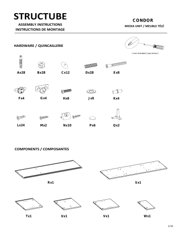 Manuel d'utilisation STRUCTUBE Condor - Meuble TV | Fixfr