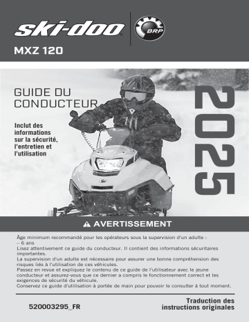 Ski-Doo MXZ 120 Manuel du Propriétaire 2025 | Fixfr