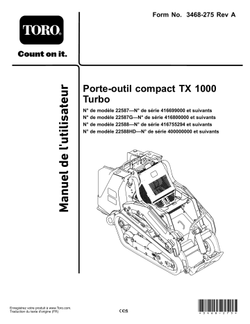 Manuel d'utilisateur Toro TX 1000 Turbo Wide Track Compact Tool Carrier | Fixfr