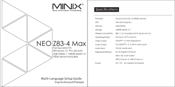 Minix NEO Z83-4 Max Manuel utilisateur | Fixfr