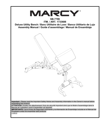 Manuel du propriétaire Marcy SB-7799 - Banc de musculation Deluxe | Fixfr