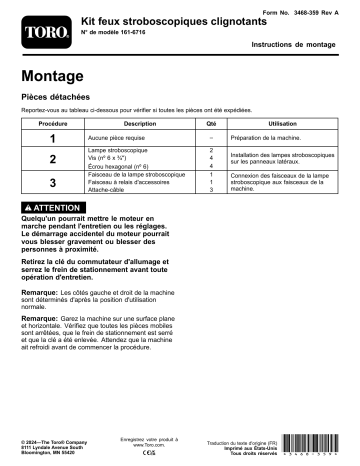 Toro Flasher Light Kit Guide d'installation | Fixfr