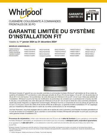 Manuel d'utilisation Whirlpool YWEE745H0LZ - Téléchargez le PDF | Fixfr