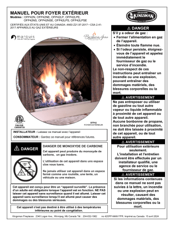 Manuel utilisateur Kingsman Fireplaces OFP42 - Instructions d'installation et d'utilisation | Fixfr