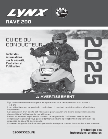 Manuel du Propriétaire Lynx Rave 200 - Motoneige pour Débutants | Fixfr