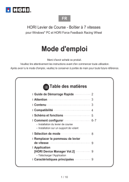 Manuel utilisateur Hori 7-Speed Racing Shifter - Hori