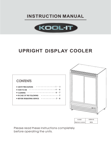 Kool-It KOOL-IT KSM-50 Double Sliding Door Cooler Manuel utilisateur | Fixfr