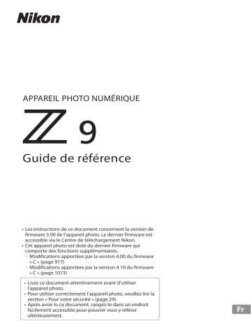 Nikon Z 9 Guide de référence - Manuel en ligne | Fixfr