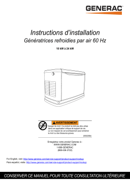 Manuel de l'utilisateur Generac G0070423 - Génératrices refroidies par air 60 Hz